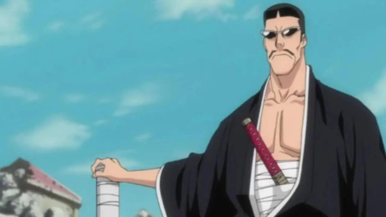 Tetsuzaemon Iba installe une borne frontière dans la fausse ville de Karakura à Bleach. Tetsuzaemon Iba installe une borne frontière dans la fausse ville de Karakura à Bleach.