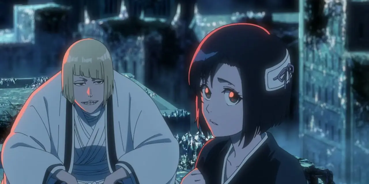Shinji Hirako e Momo Hinamori hanno una conversazione nel Palazzo del Re dell'Anima in Bleach: TYBW