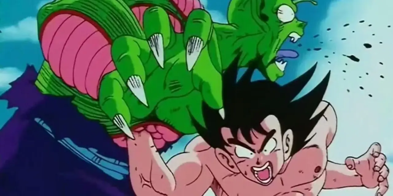 Screenshot di Dragon Ball di Goku che prende a pugni Piccolo Screenshot di Dragon Ball di Goku che prende a pugni Piccolo