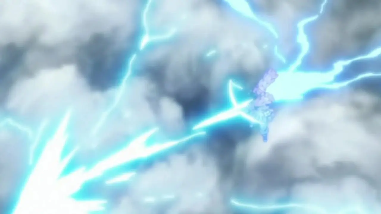 Sasuke przygotowuje się do wystrzelenia Strzały Indry w Naruto podczas ich ostatniej walki w Naruto: Shippuden