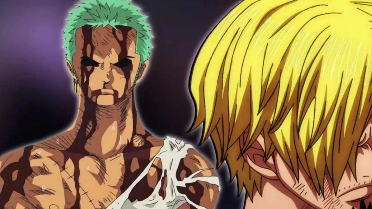 Immagine di Roronoa Zoro accanto a Sanji in One Piece mentre Oda sceglie il più forte dei due