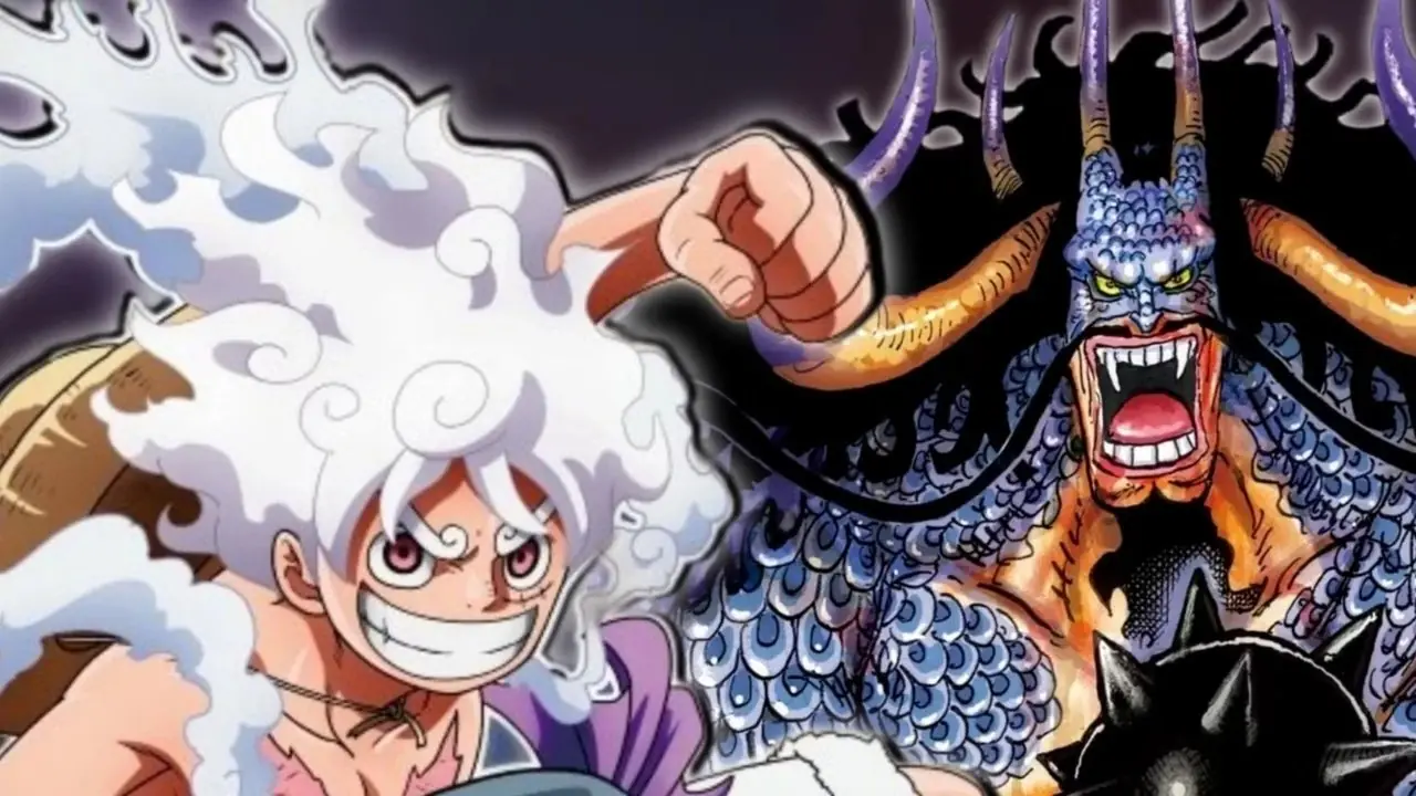 bild av Luffy och kaido som mytiska zoan-hybrider