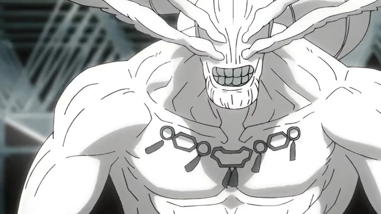 Mahoraga viene convocato per uccidere Haruta Shigemo a Shibuya in Jujutsu Kaisen. Mahoraga viene convocato per uccidere Haruta Shigemo a Shibuya in Jujutsu Kaisen.