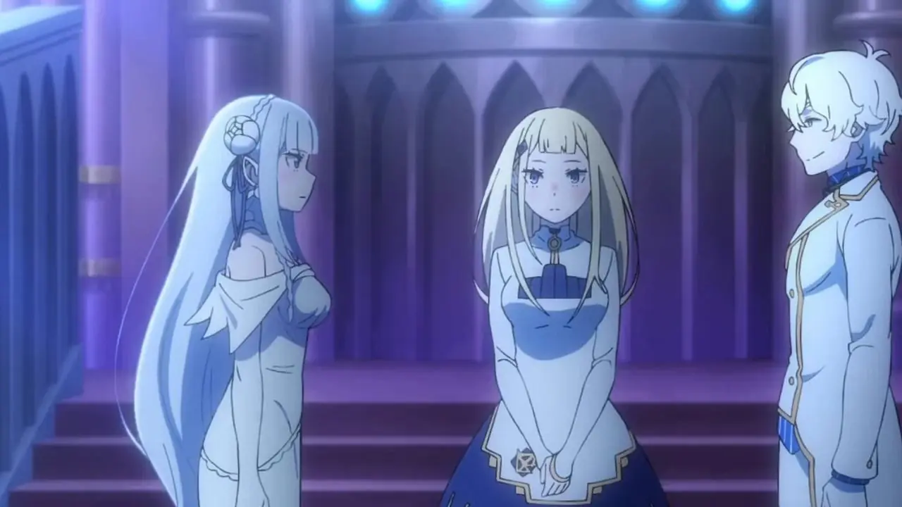 Emilia in preghiera vista nell'episodio 1 della prima stagione di ReZero Starting Life in Another World