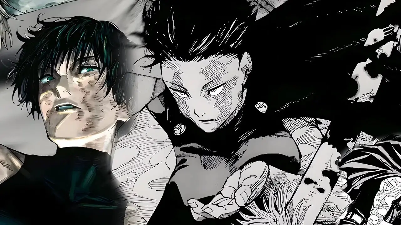Demon Slayer nærbilde av Yoriichi Tsugikuni i første opptreden i Muzans flashback under episode 8 av sesong 1