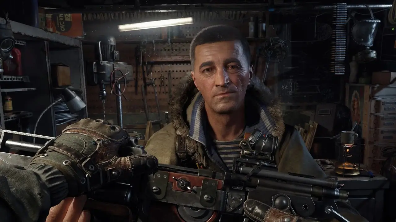 Metro 2039 Armorer dà un'arma al giocatore Metro 2039 Armorer dà un'arma al giocatore