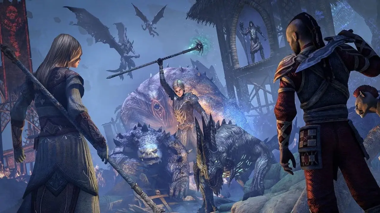 Uma imagem de um dragão em The Elder Scrolls Online