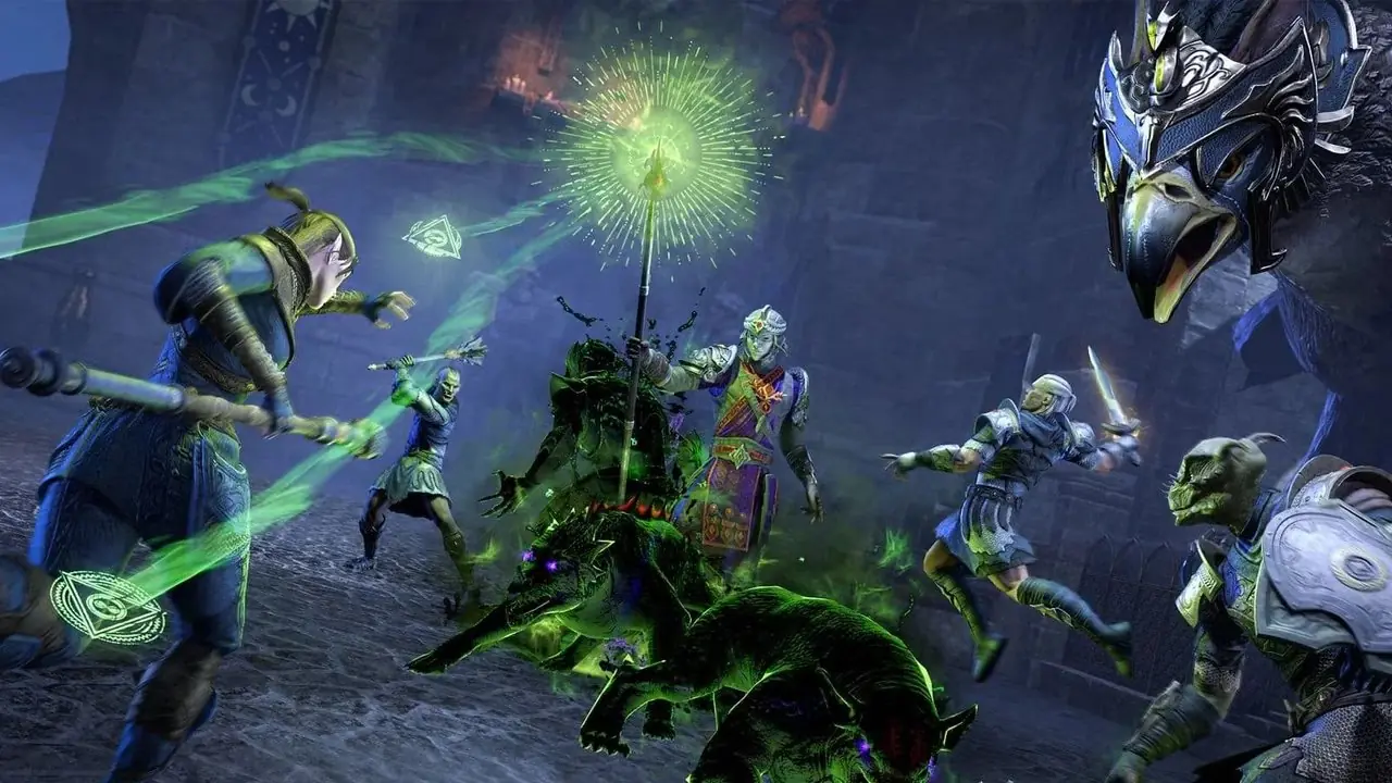 Uma imagem de um dragão em The Elder Scrolls Online