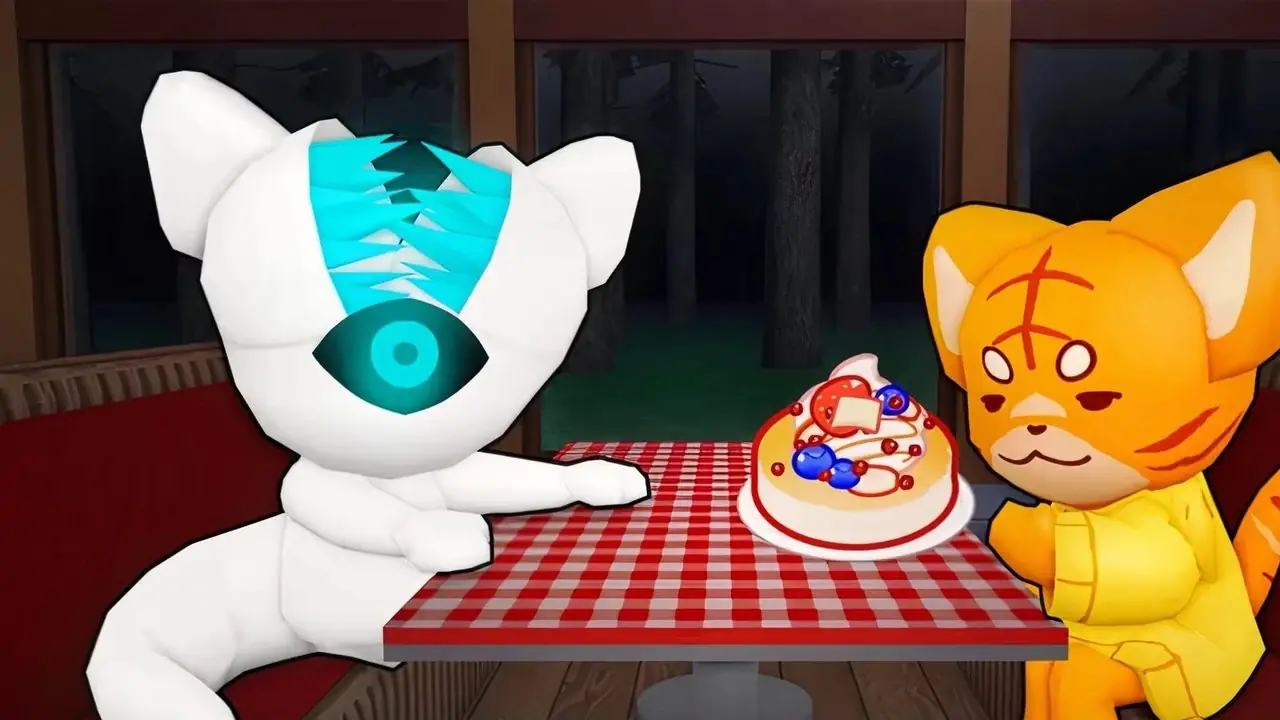 Anomaly Cafe nieuwe games die een taart eten met een anomaliekarakter