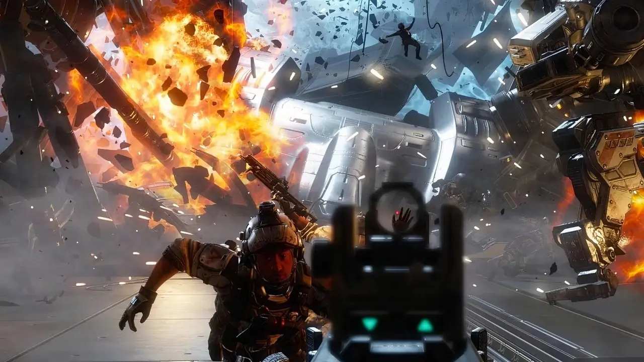 In Titanfall 2 (2016) mit einem Mech auf Feinde schießen