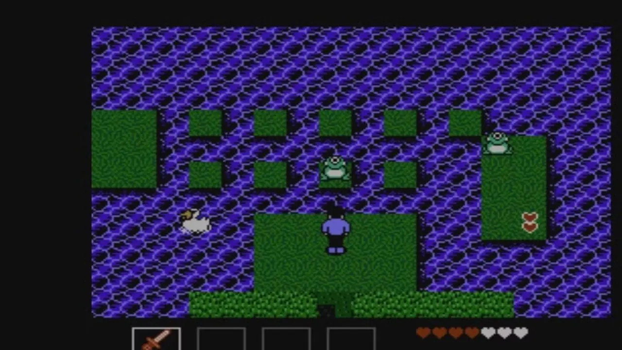 nes spel bättre än legend of zelda-konsolen i loz titelskärmen