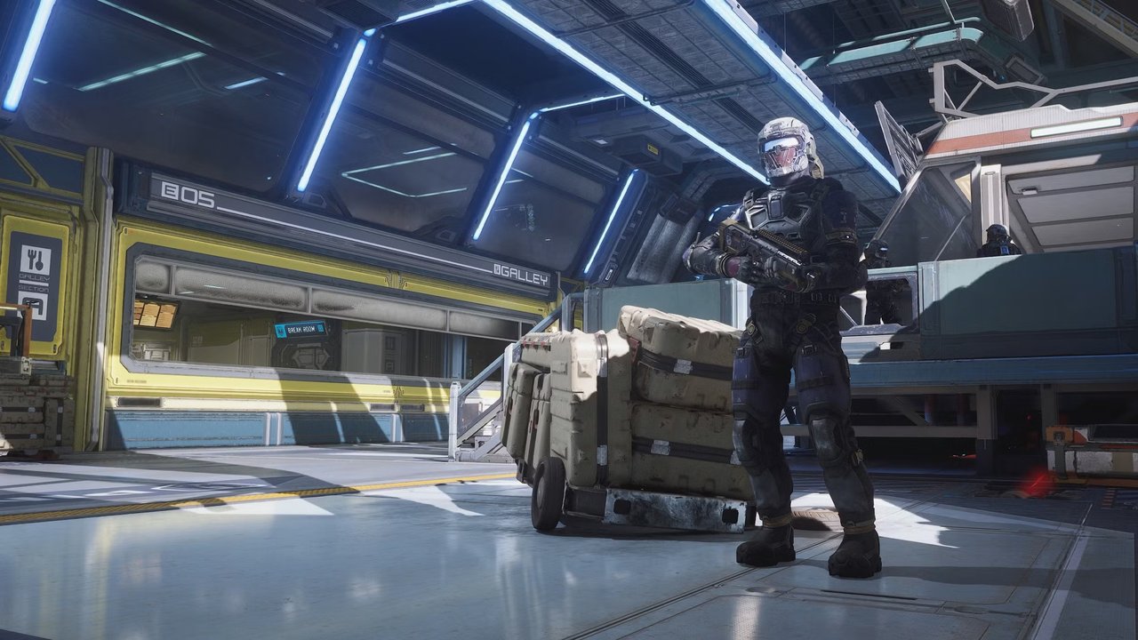 Un personaje con casco con luz interior en The Expanse Osiris Reborn