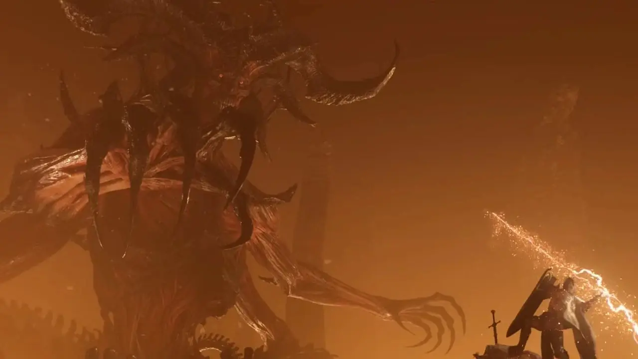 Diablo 4 Mephisto gegen einen Paladin