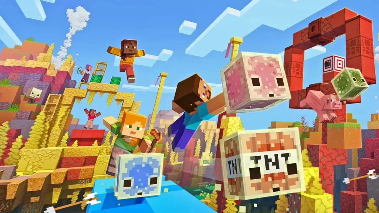 Skórka Mario z Minecrafta przed zestawem tekstur składającym się z bloków