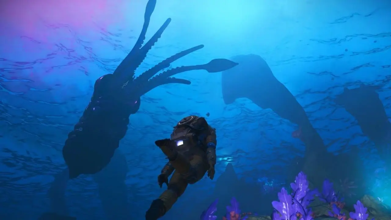 Arte clave de la actualización de No Man's Sky Cosmos, astronauta de Starfield sentado