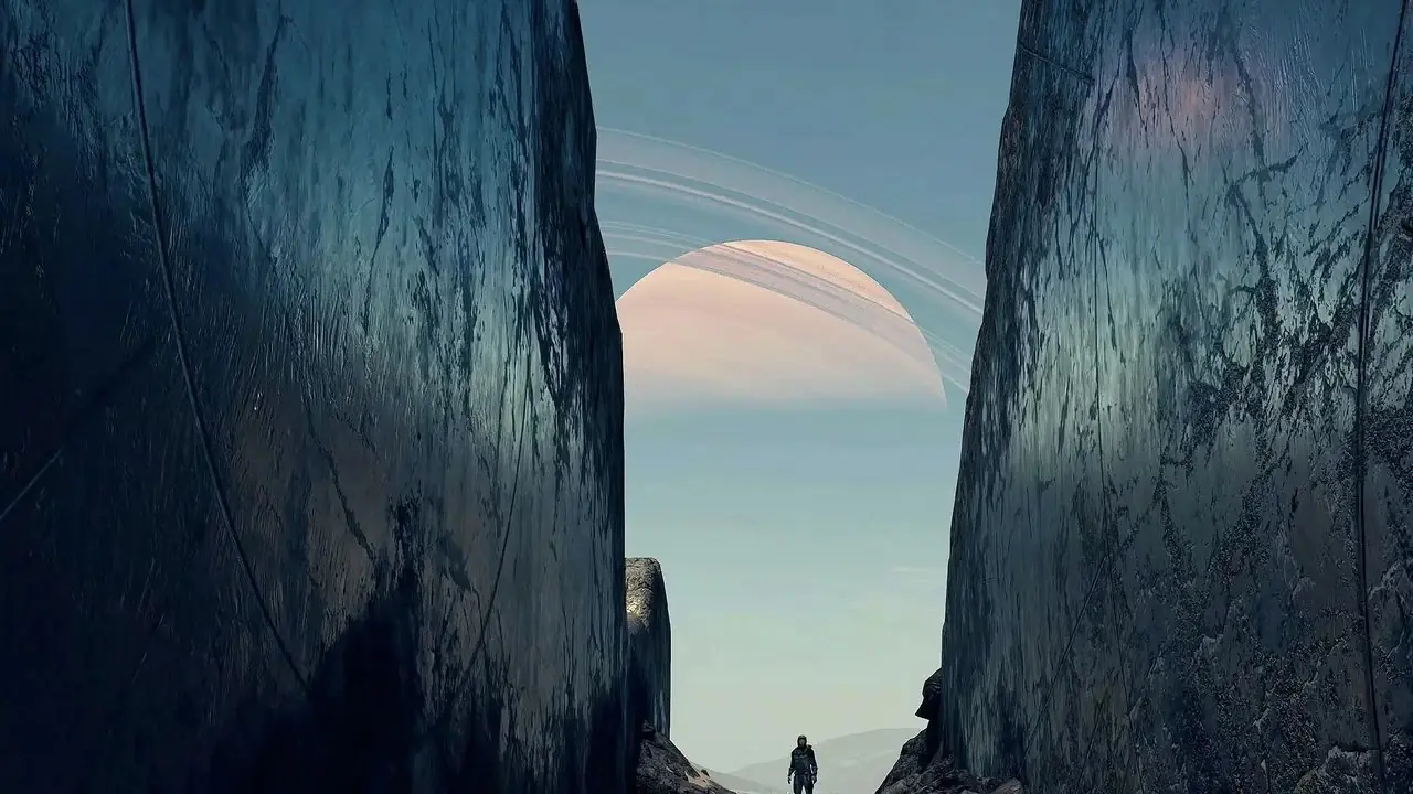 Jugador de No Man's Sky flotando en el espacio