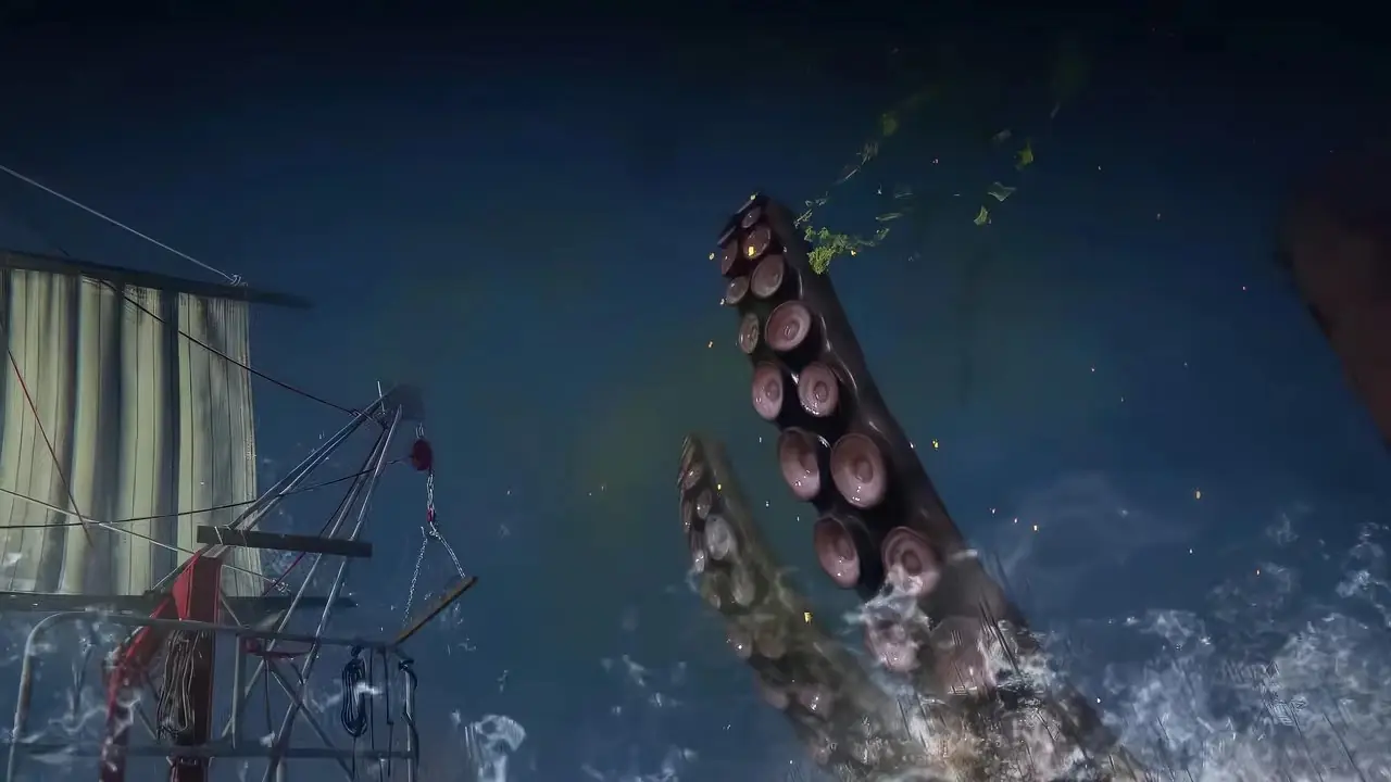 Pequeño velero navegando en aguas oscuras