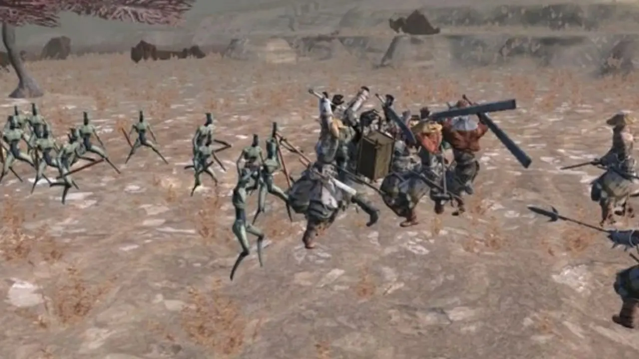 Mateus in Final Fantasy in piedi davanti a un nemico