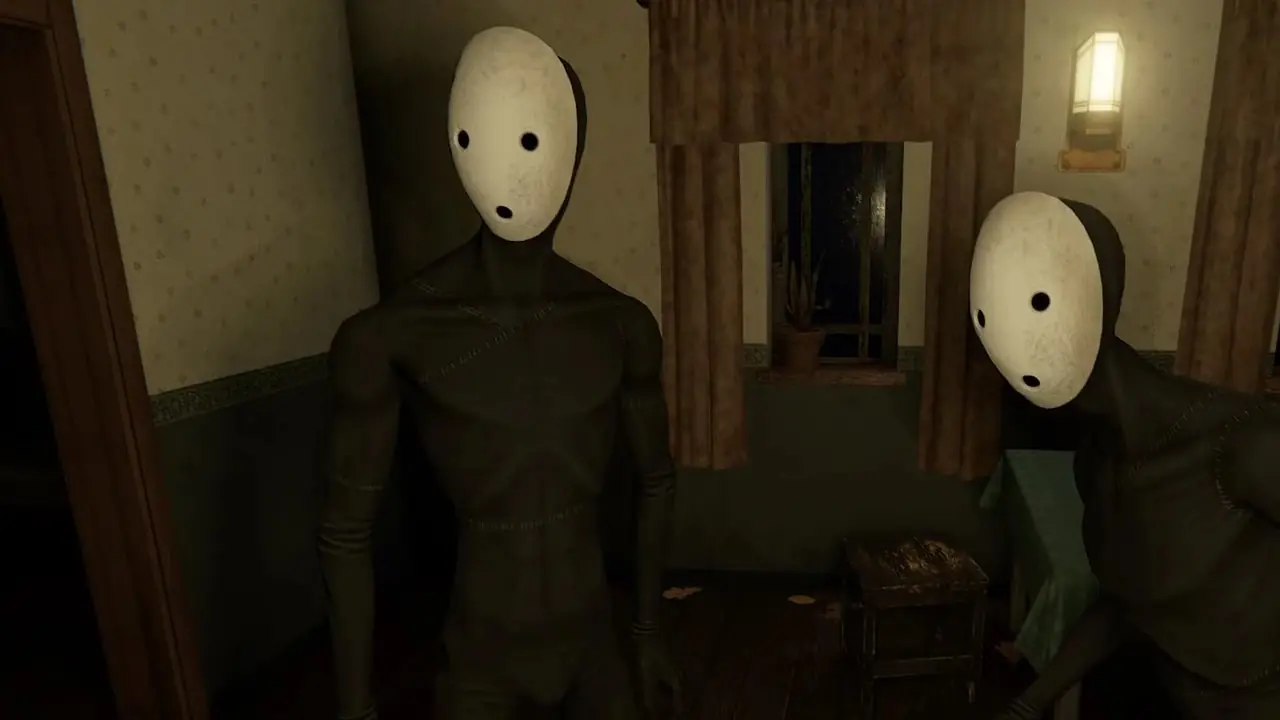 Agentes enmascarados deambulando por We Happy Few