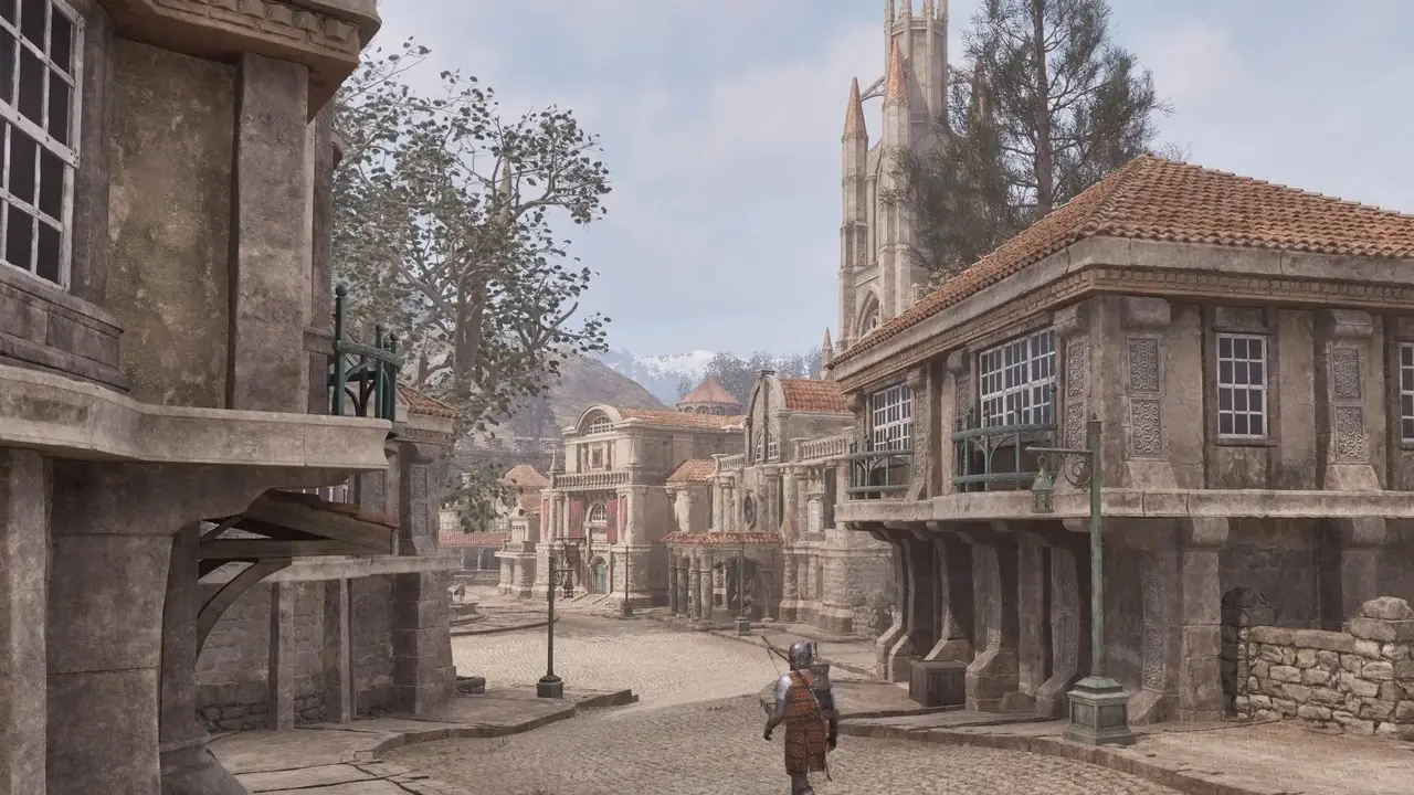 Imperial City i det fjerne i The Elder Scrolls 4 Oblivion Remastered