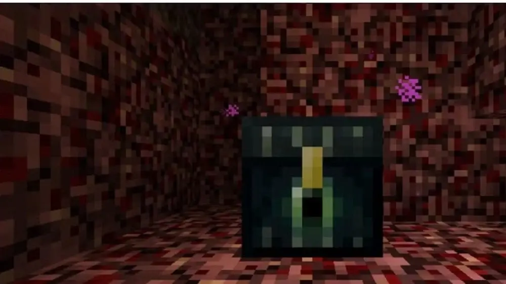 Un cofre de Ender encontrado en el Nether Un cofre de Ender encontrado en el Nether