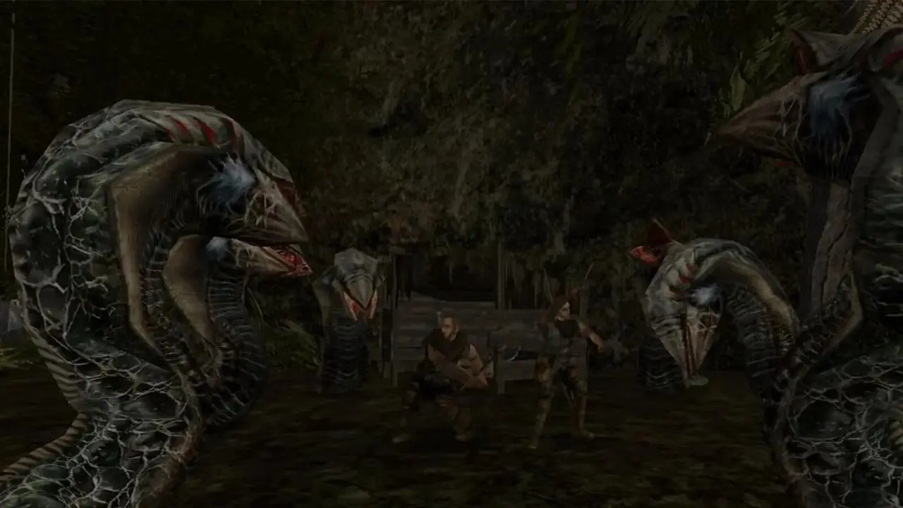 Geralt luchando contra un grifo al atardecer en The Witcher 3 Wild Hunt Remastered