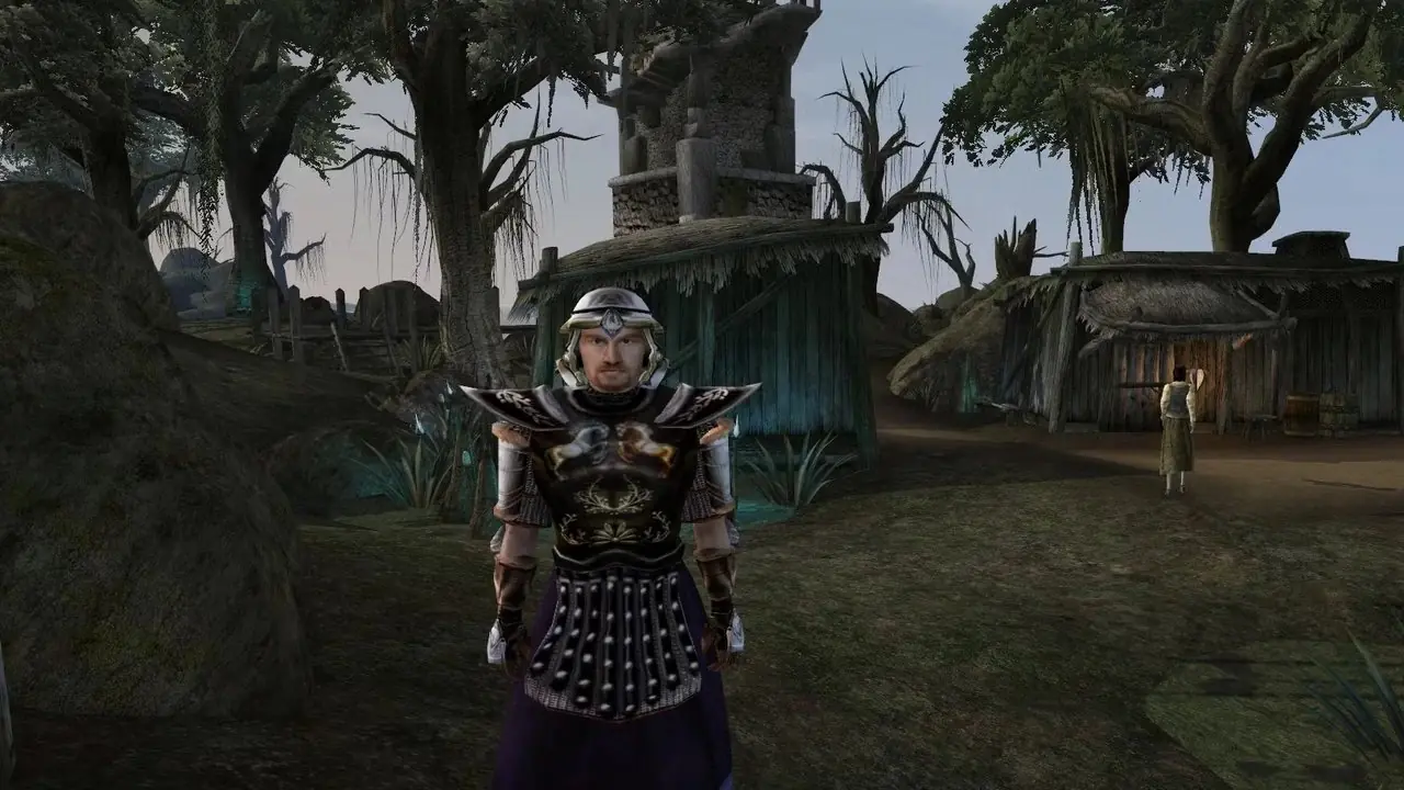 gothic 2 opancerzona postać stojąca twarzą w twarz ze smokiem