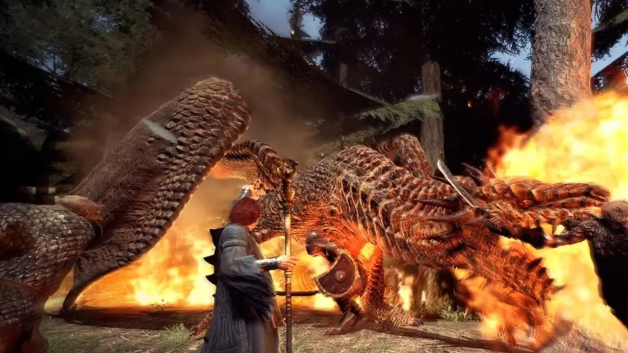 gothic 2 pansarkaraktär vänd mot en drake