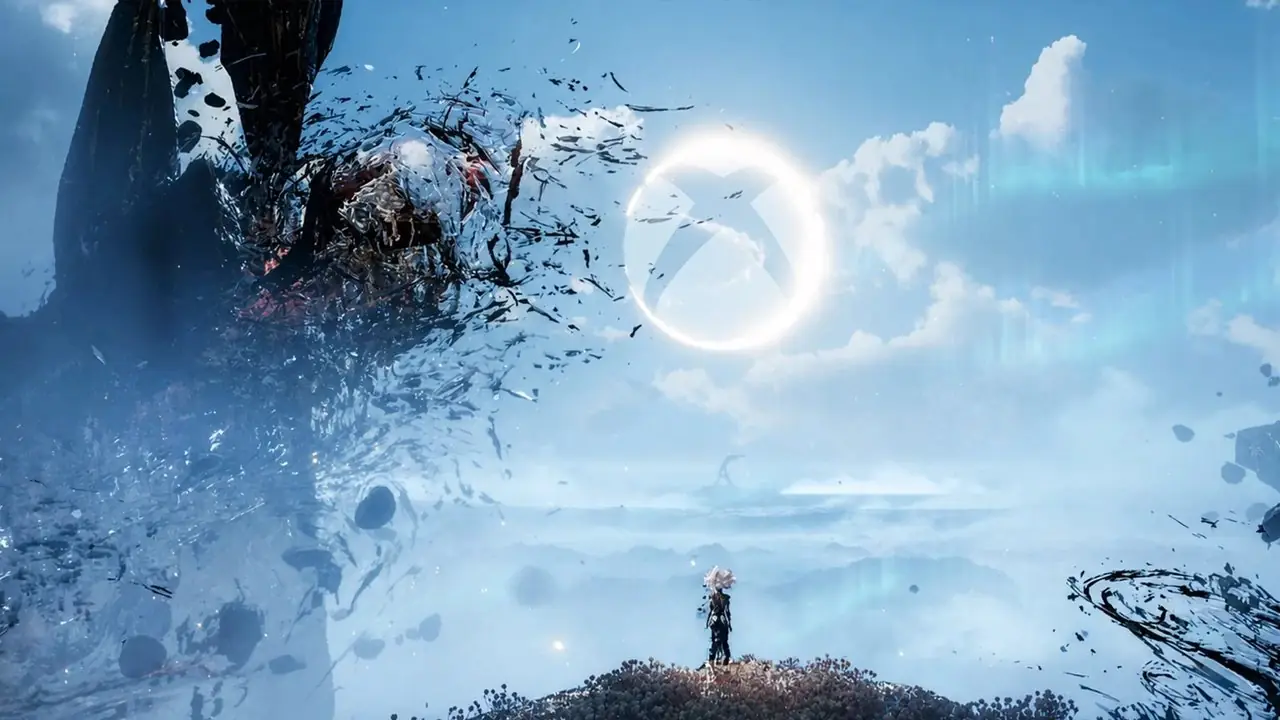 Xbox 로고 앞의 Clair Obscur Expedition 33 Painttress