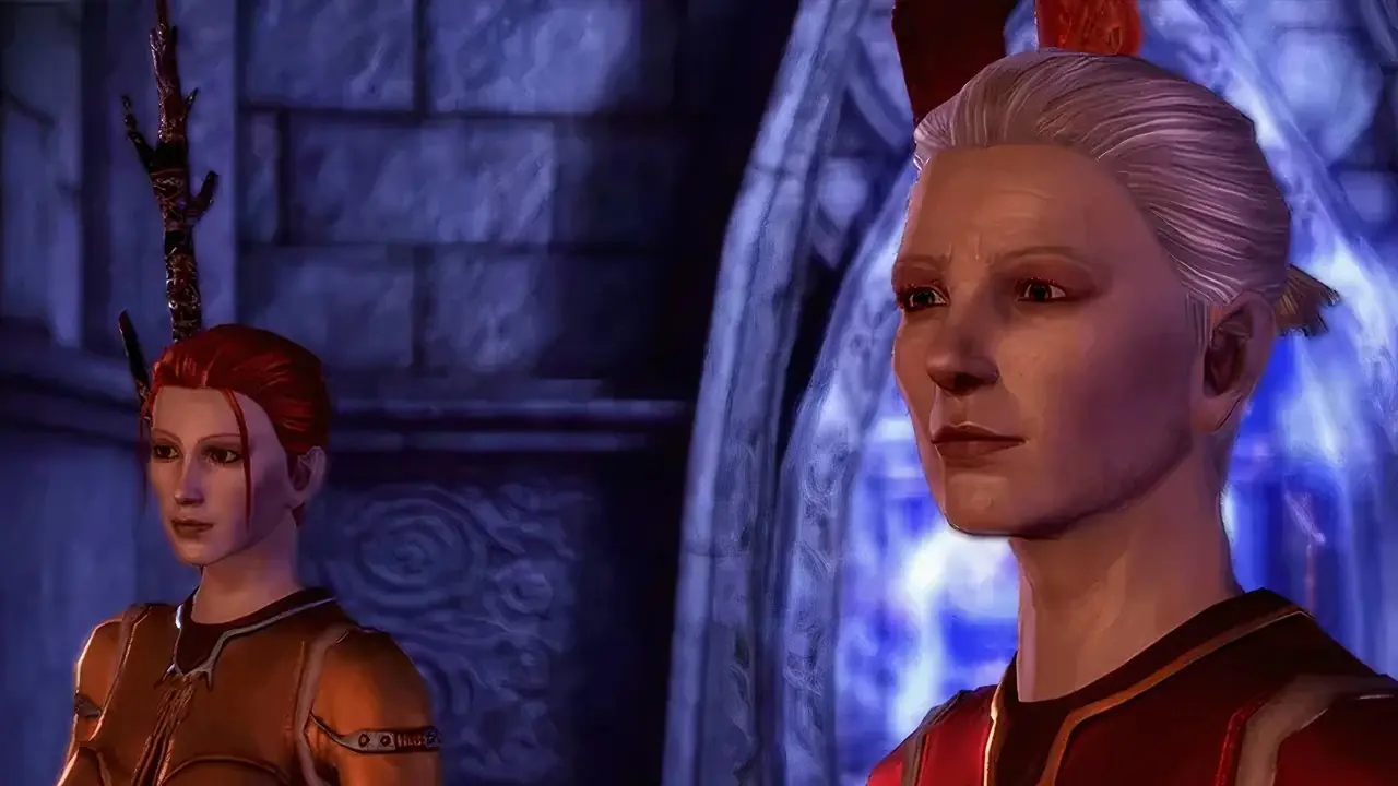 Dragon Age Origins-1 に座るモリガン