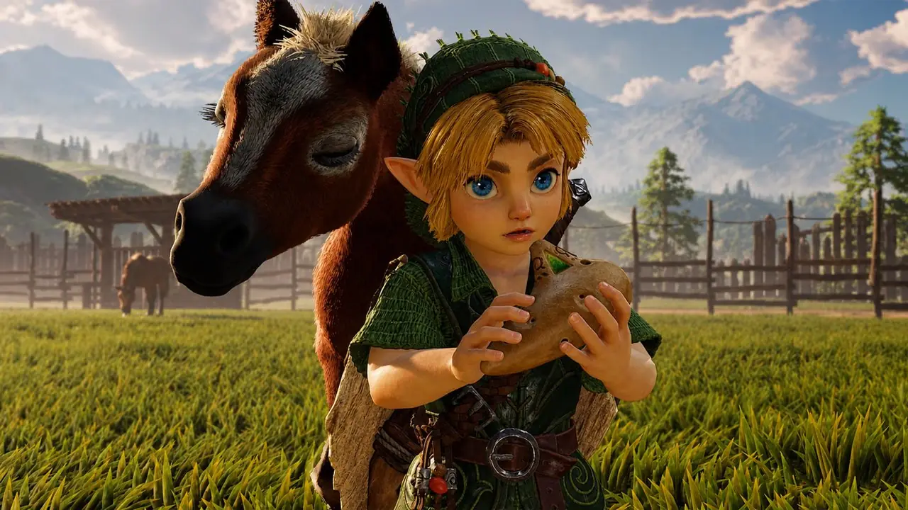 Saria, Switch 2'deki Zelda Ocarina of Time versiyonunda Link ile konuşuyor