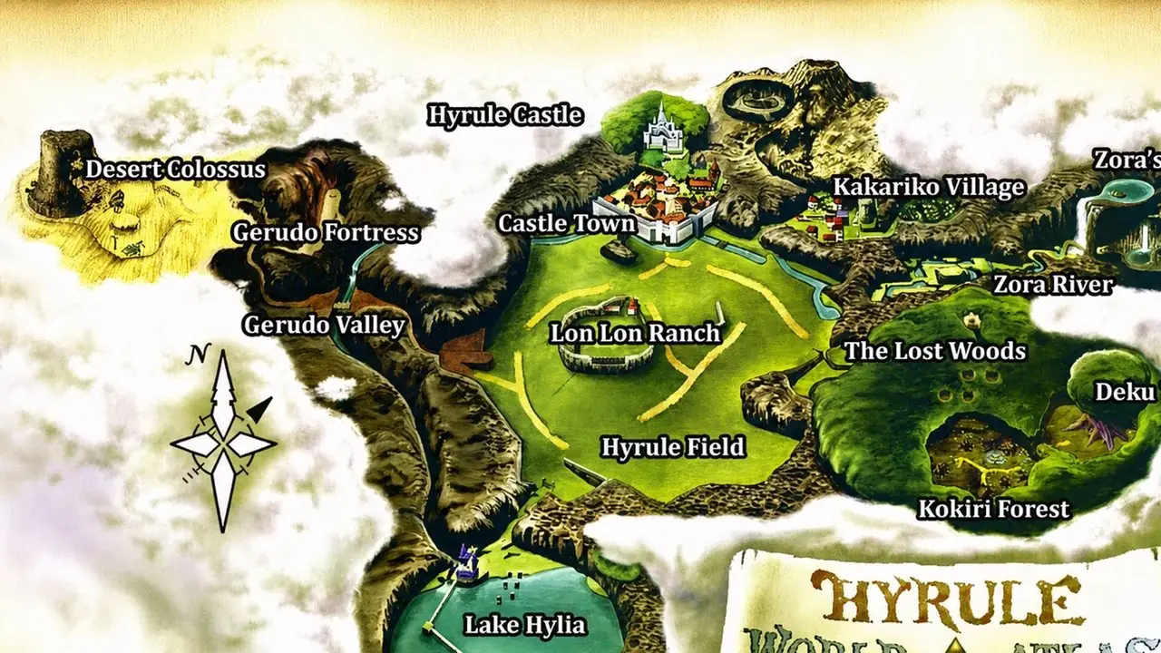Mapa Hyrule w oryginalnej Ocarina of Time
