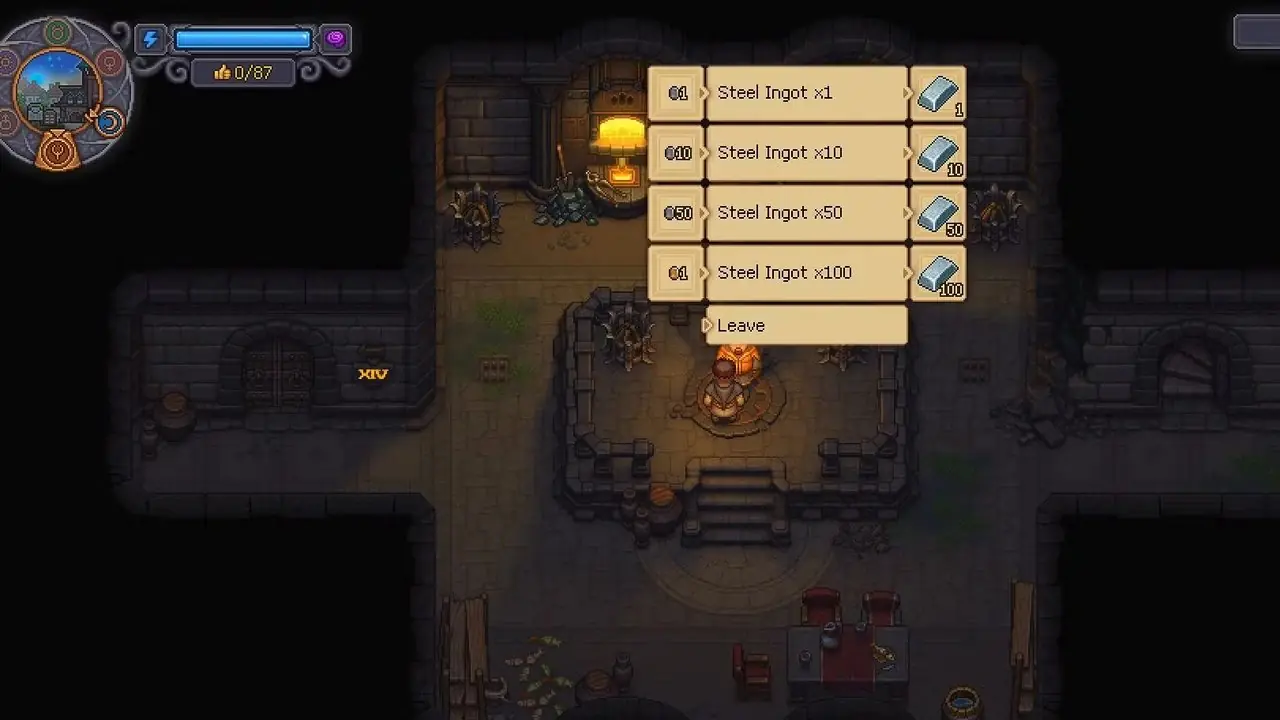Graveyard Keeper 2 - Compra lingotes de acero en Royal Foundry