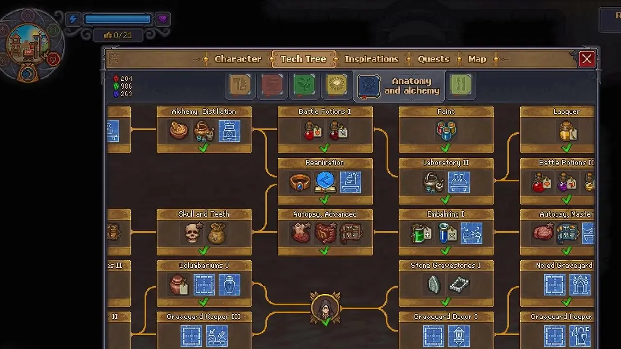Graveyard Keeper 2 - شجرة التكنولوجيا - فتح الإنعاش Graveyard Keeper 2 - شجرة التكنولوجيا - فتح الإنعاش