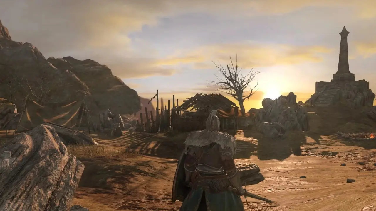 Lutando contra Gundyr no início de Dark Souls 3