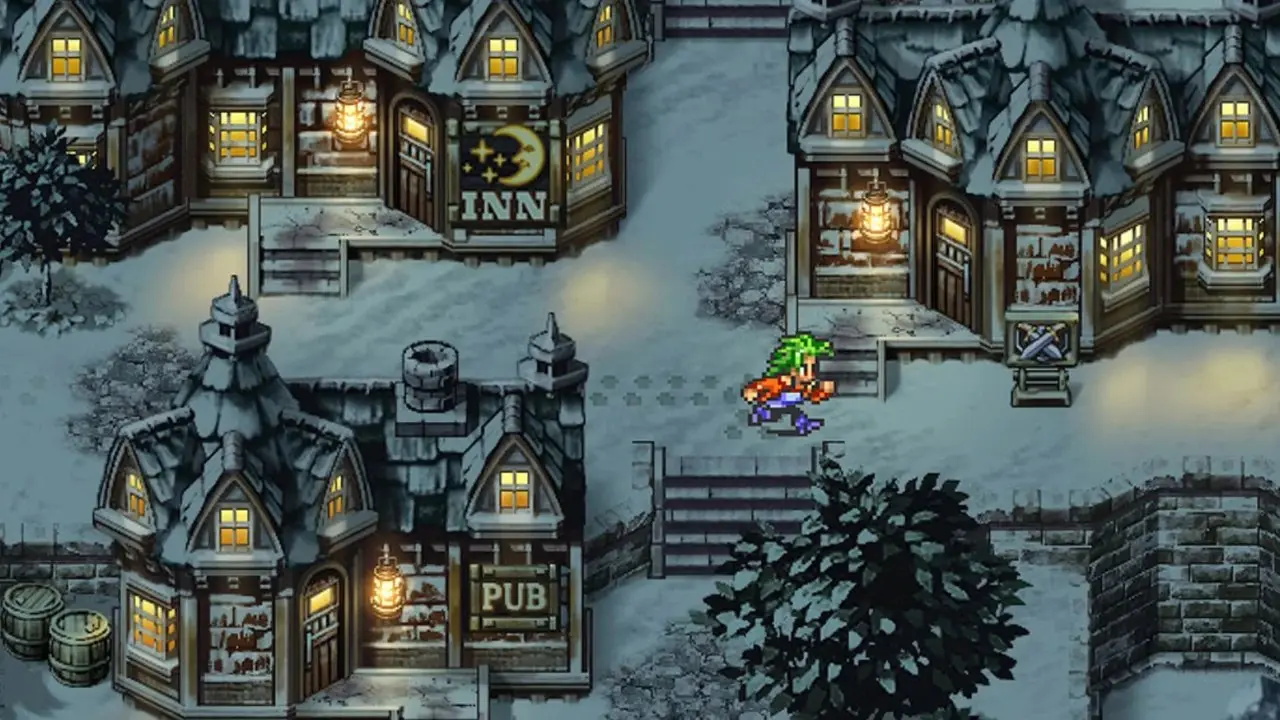 Spille en kamp i snø i Tactics Ogre Let Us Cling Together