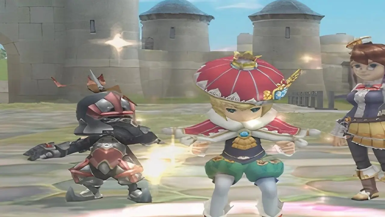 Lutando contra um chefe em Final Fantasy Adventure