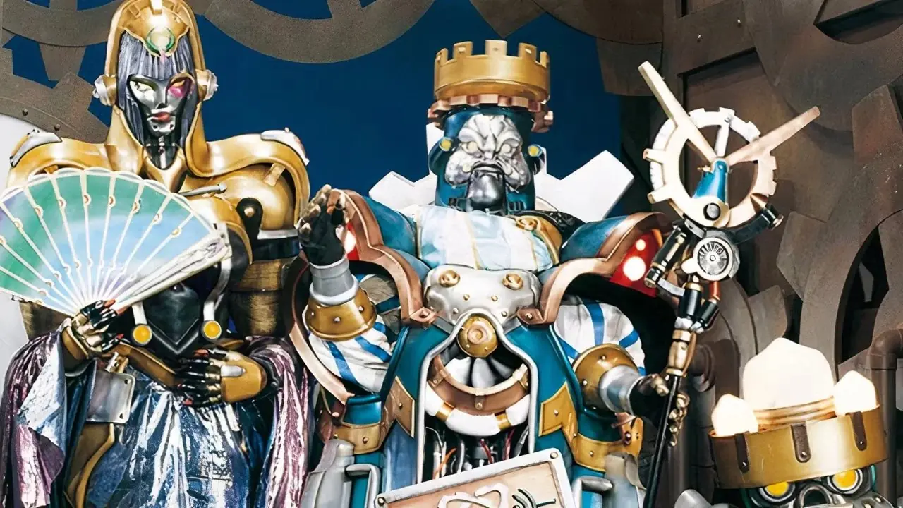 Uma imagem combinada de Rita Repulsa e Lord Zedd no centro de comando dos Power Rangers