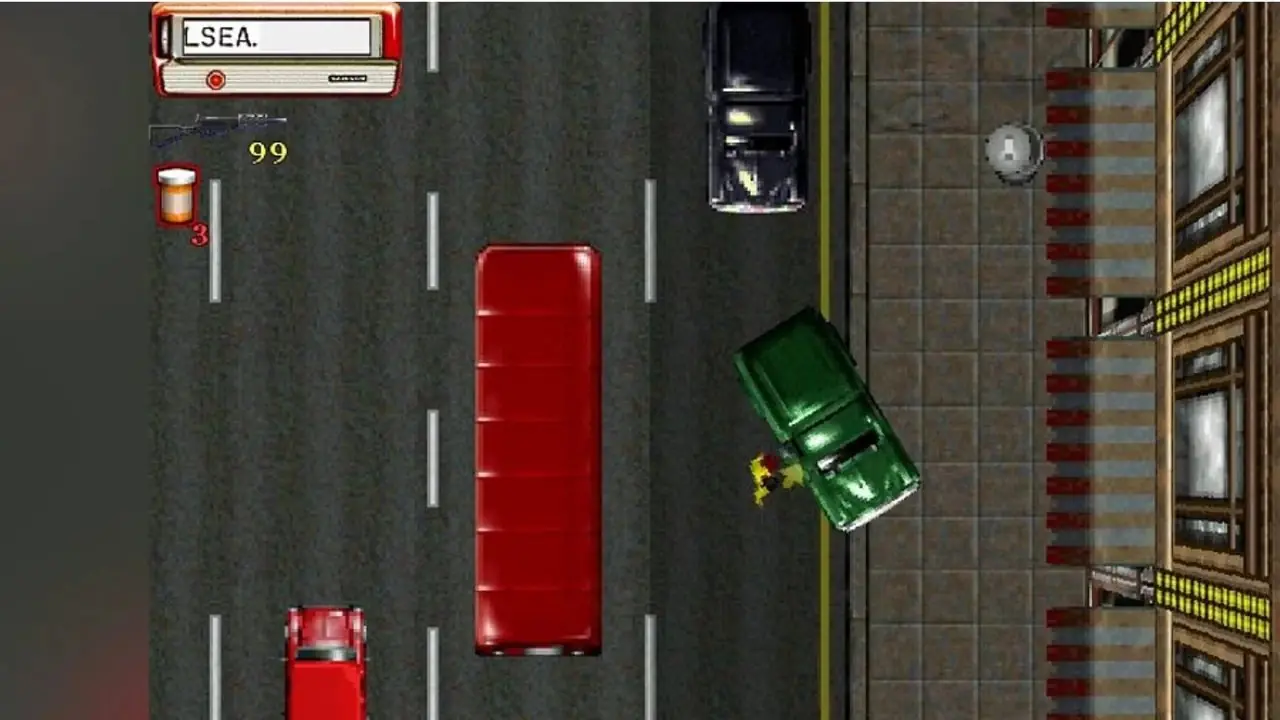 n3on sósia no trailer de aparência estendida do GTA 6 transmitido do porta-malas de um carro.