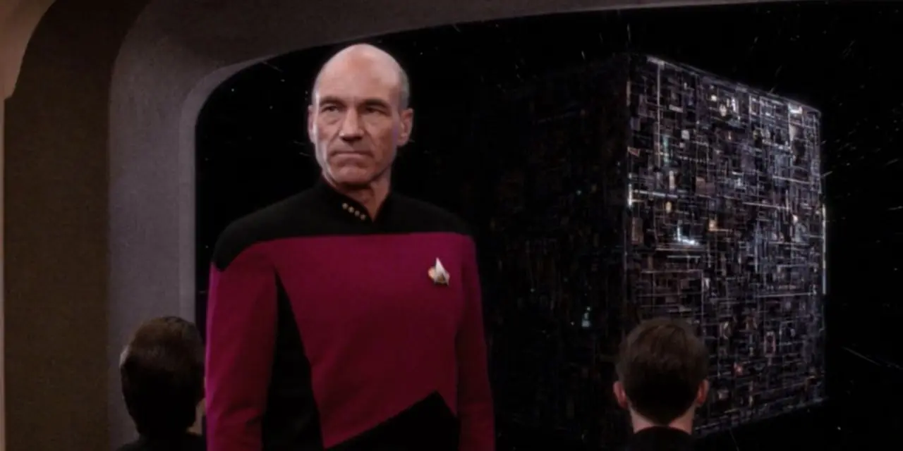 Picard nell'episodio "Il meglio dei due mondi" di Star Trek: The Next Generation Picard nell'episodio "Il meglio dei due mondi" di Star Trek: The Next Generation