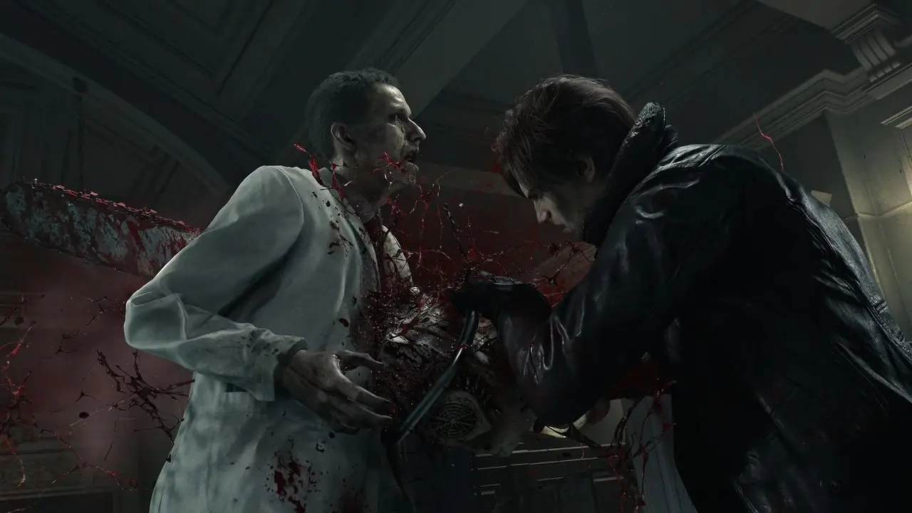 Resident Evil Requiem Leon de pie con hacha en mano