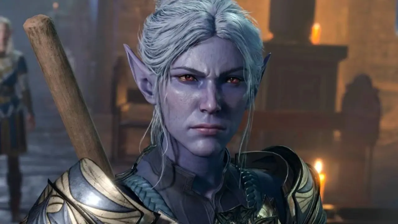 Shadowheart, Lae'zel, Wyll och Gale firar en seger i Baldur's Gate 3 med en öppen utsikt framför