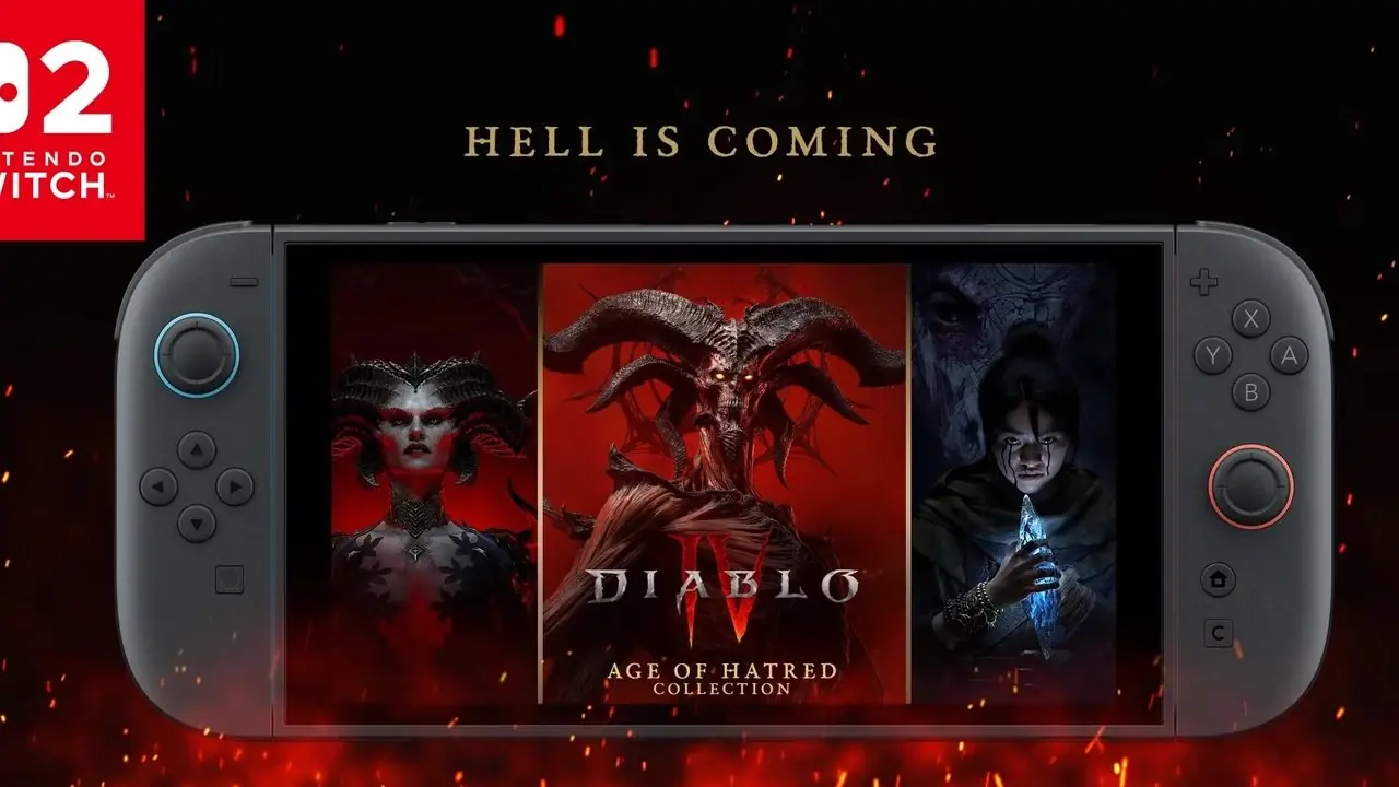 Un'immagine di Diablo 4 raffigurante il principale antagonista del gioco, Mefisto, su uno sfondo infuocato.