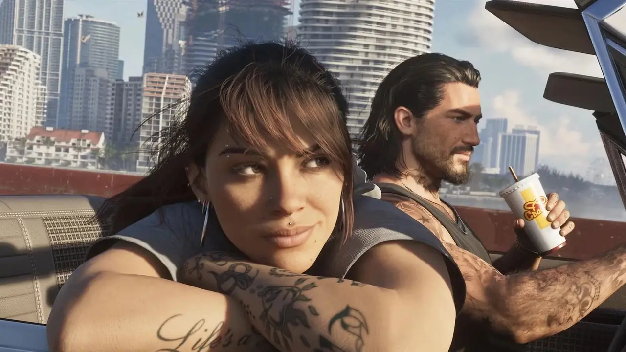 Jason e Lucia in macchina in GTA 6.