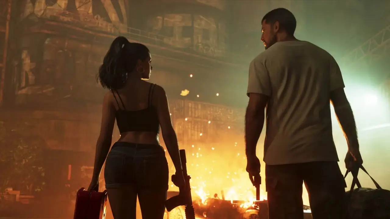 Jason och Lucia i en bil i GTA 6.
