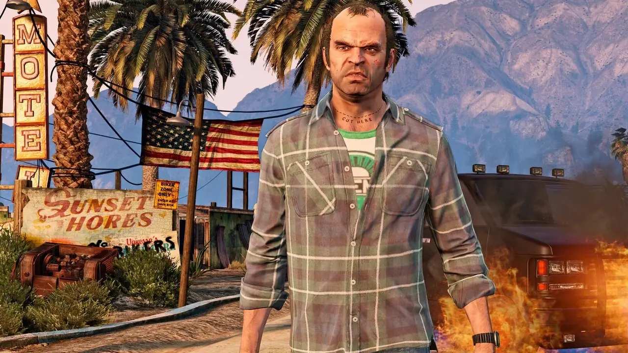 Foto oficial de gta 5 michael con pistola