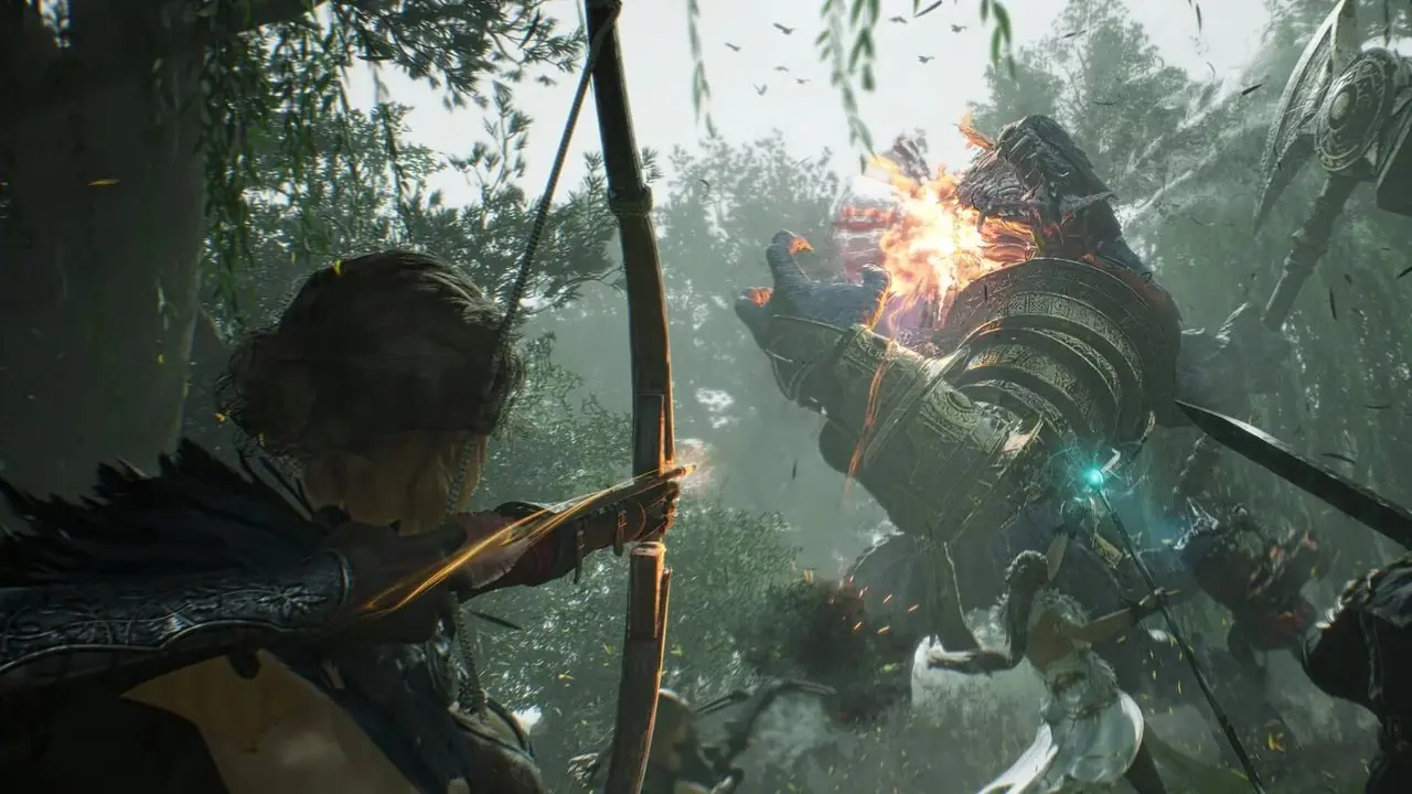 上古时代玩家以团队形式攻击敌人。