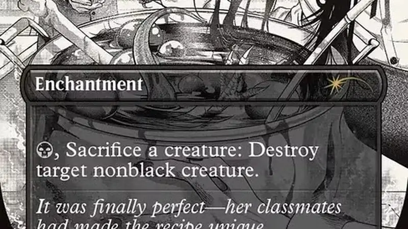 Una imagen de Liliana Vess y su doble de Reality Fracture de MTG con una superposición del arte de Thoughtseize