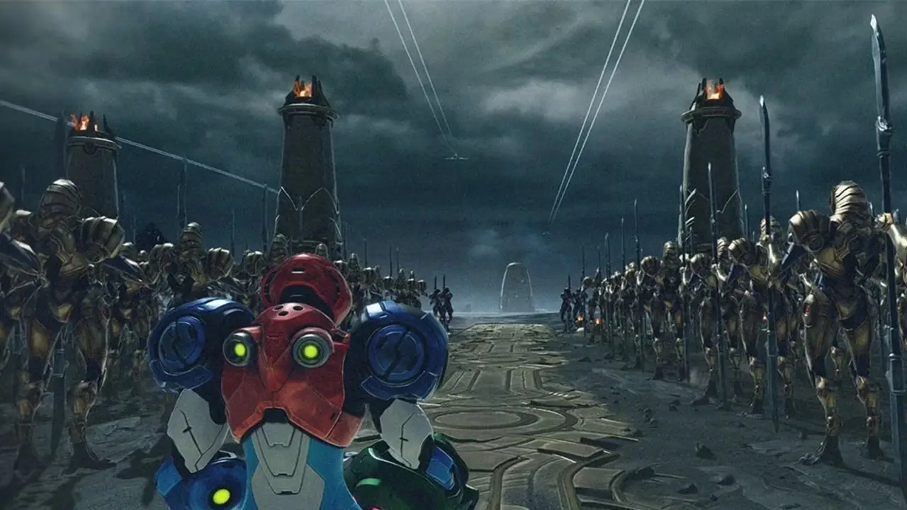 新たな敵と対峙するメトロイドレイヴナスサムス
