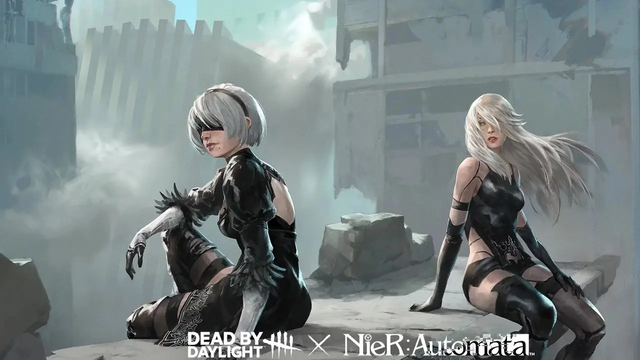 Screenshot del trailer di Dead By Daylight e Nier: Automata Emil